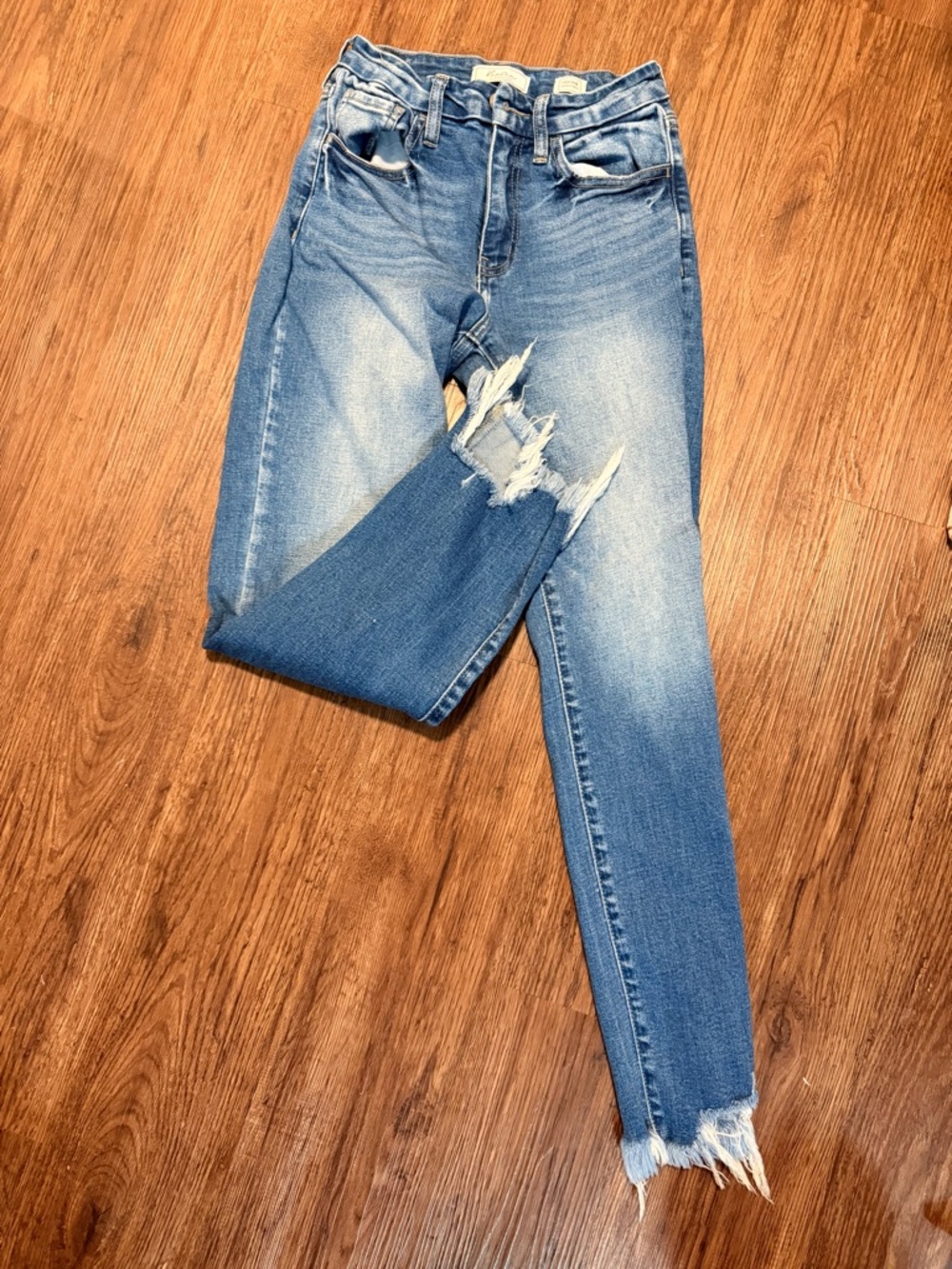 KanCan Women's Distressed Skinny Jeans - Light Blue Wash